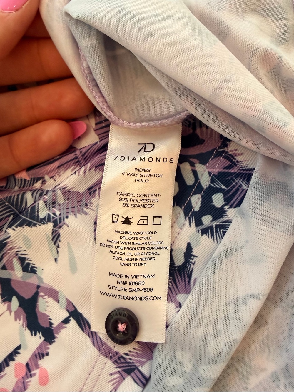 7 Diamonds Floral Print Lightweight Polo Golf Shirt Men’s Size XL - Picture 7 of 9
